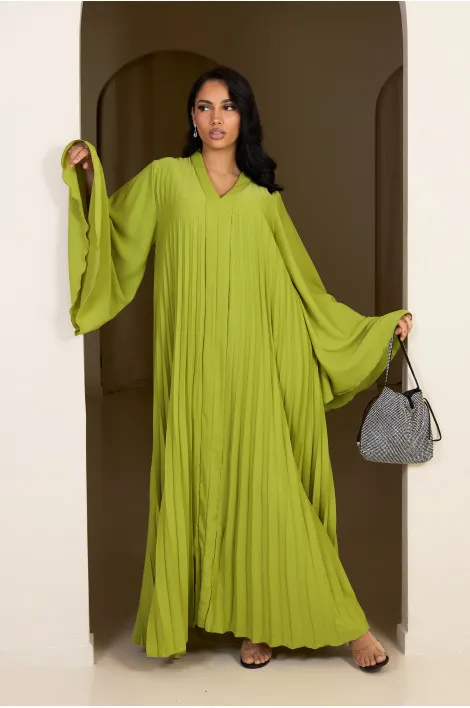 Abaya verte plissée