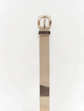 ALANA - Ceinture dorée en cuir velours certifié façon patchwork