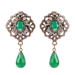 Boucles d’Oreilles Année 70 Vintage Vert