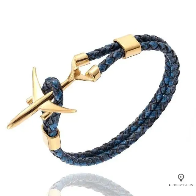 Bracelet Avion de Ligne Bleu Doré