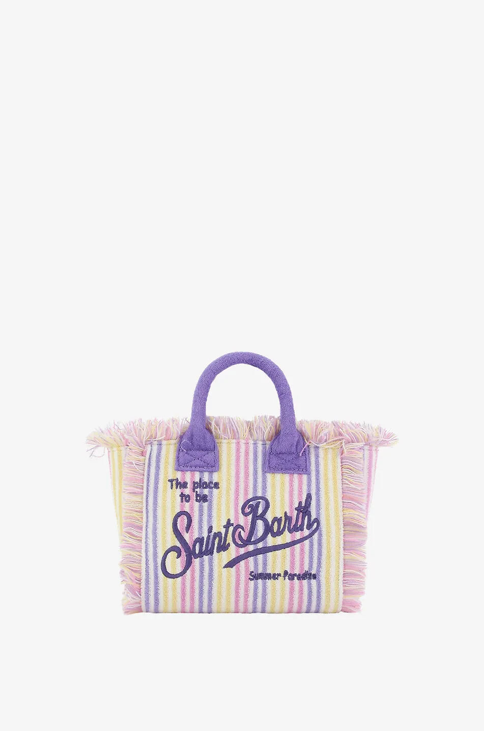 Cabas en éponge rayée brodée Mini Vanity