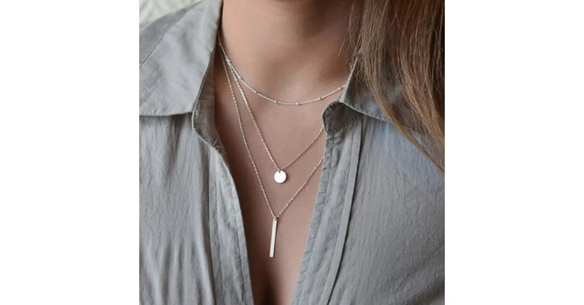 Collier simple à trois couches en argent Sterling 925