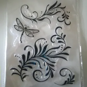 Lot de 4 tampons clear, transparents comprenant un papillon et des branches