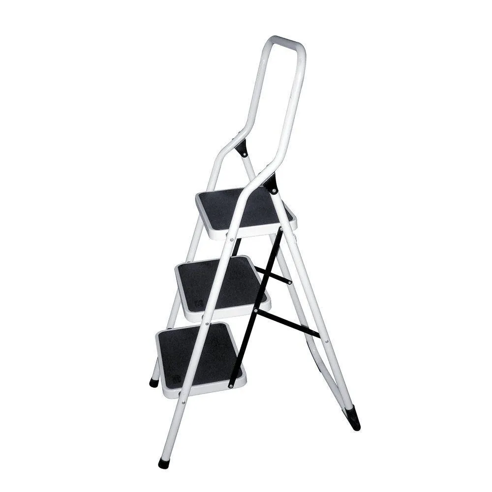 Marchepied 3 marches acier epoxy blanc 46x66.5x121.5cm