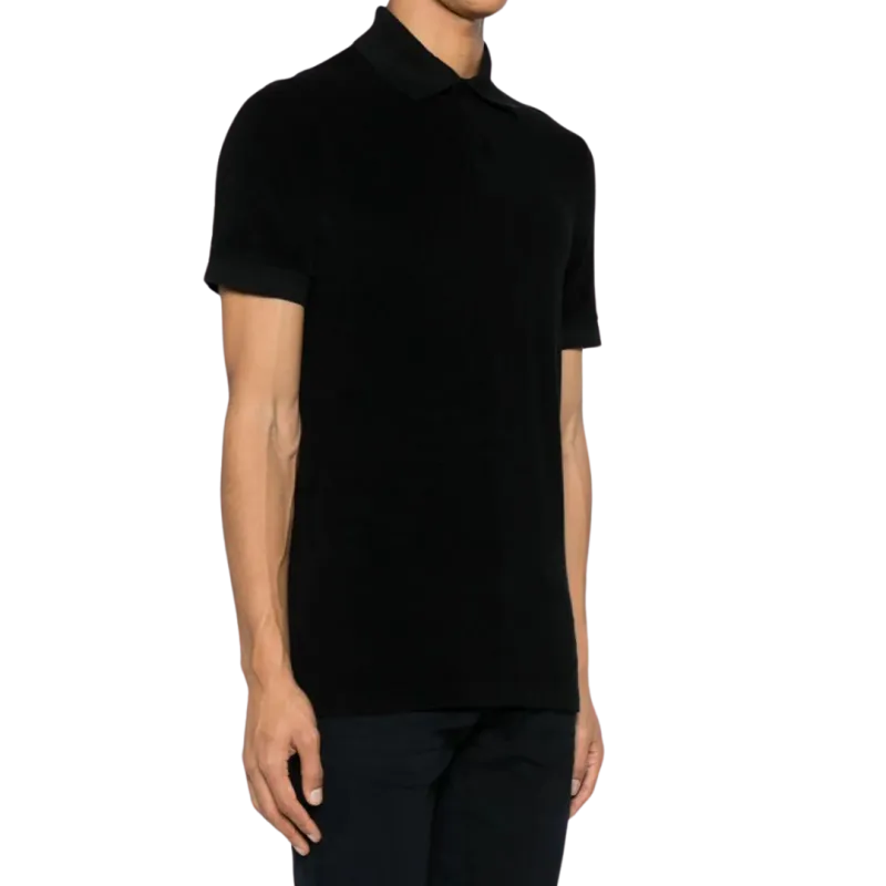 Polo manche courte coton mélangé éponge noir
