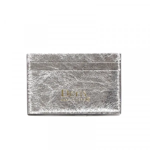 Porte carte en cuir argenté