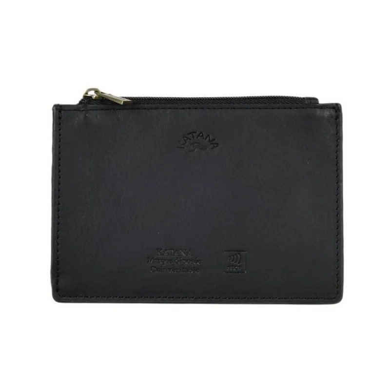 Porte-cartes compact en cuir KATANA noir | Planetebag.com