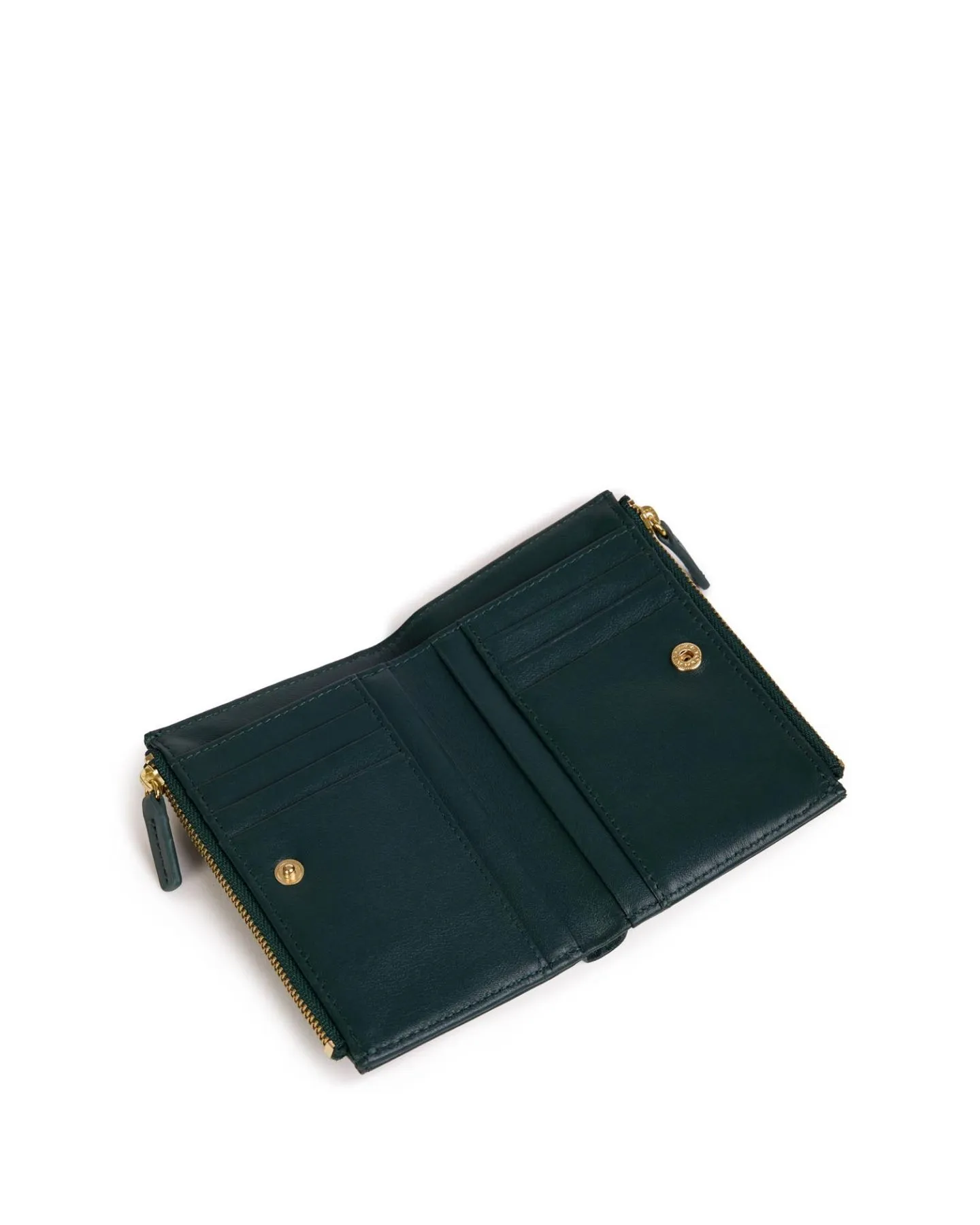 Portefeuille Vert Empire Double Zip en cuir 8,5 x 13,5 cm