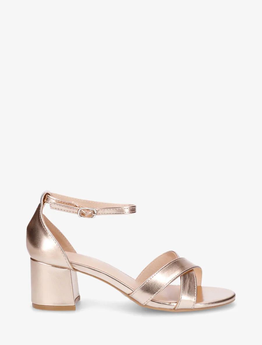 Sandales croisées en simili nacré - Rose gold