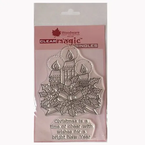 Tampons clear bougies, houx et rubans de fêtes