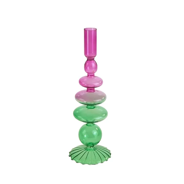 Werner Voss Bougeoir en verre violet et vert - Trouva